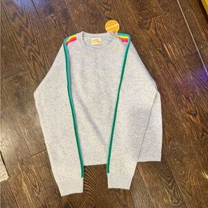 From Future 100% cashmere Gray Sweater with Rainbow Accents